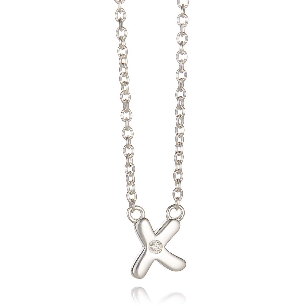 My First Diamond Kiss Necklace - Sterling Silver
