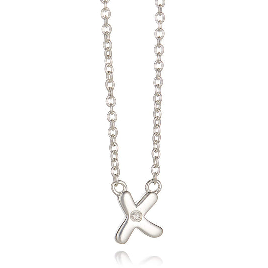 My First Diamond Kiss Necklace - Sterling Silver