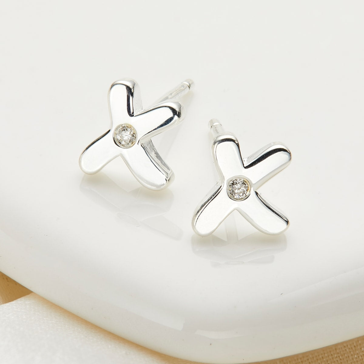 My First Diamond Kiss Earrings - Sterling Silver