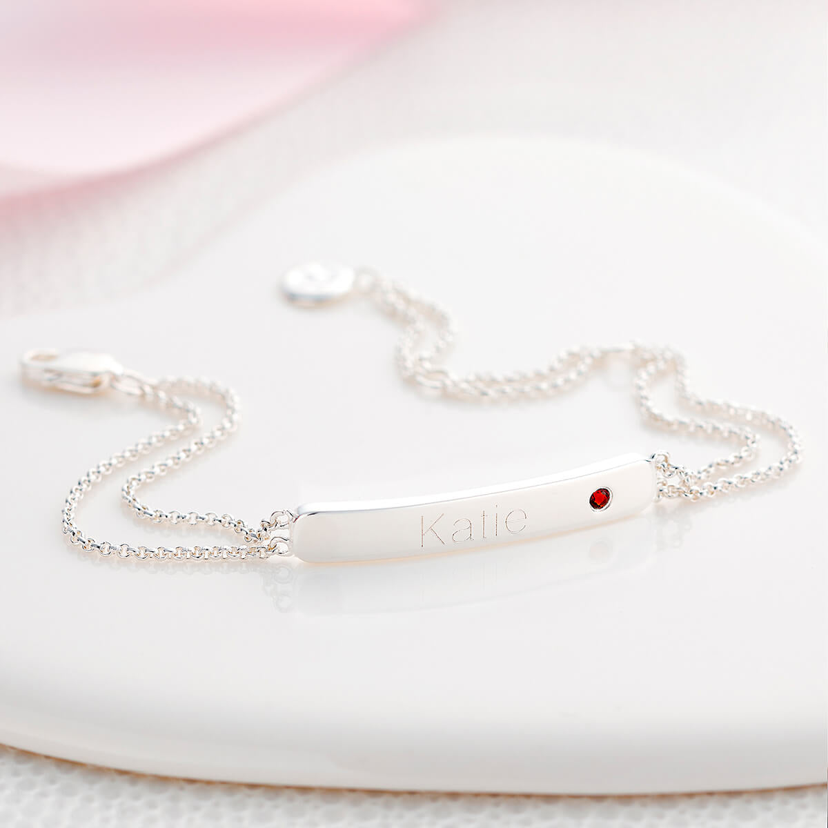 Personalized January Birthstone Garnet Bracelet