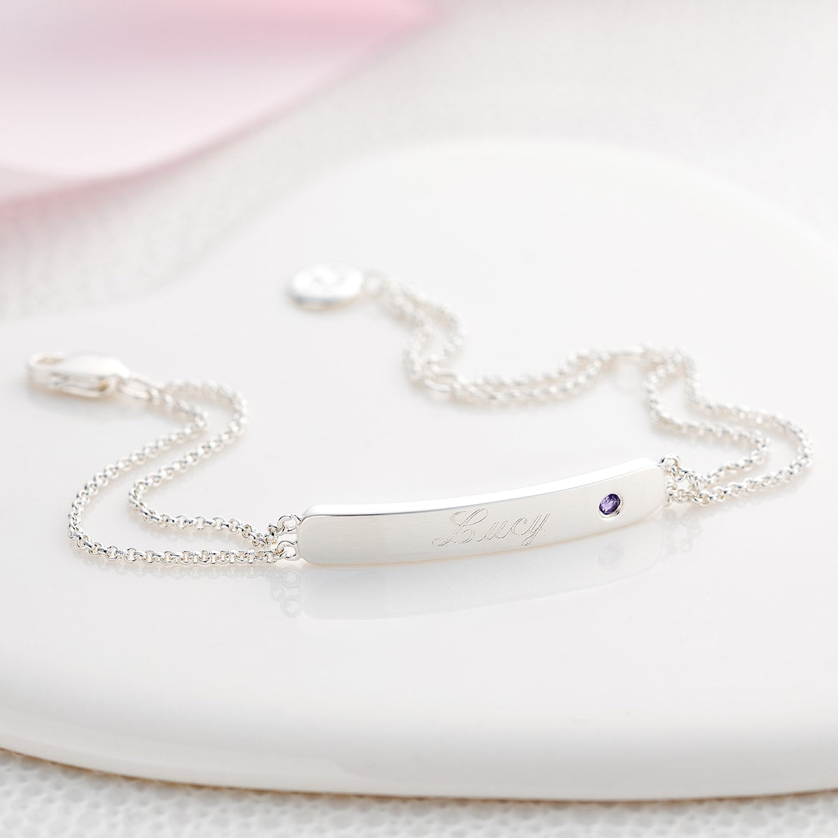 Personalized February Birthstone Amethyst Bracelet