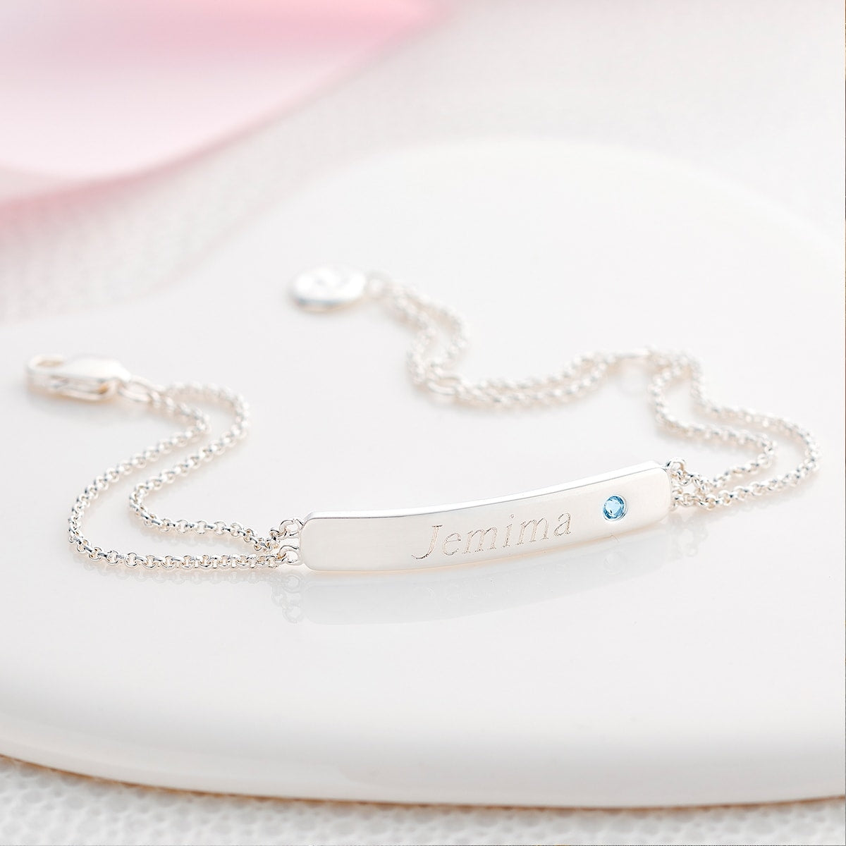 Personalized March Birthstone Aquamarine Bracelet