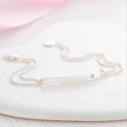 Personalized March Birthstone Aquamarine Bracelet