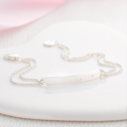Personalized April Birthstone Diamond Bracelet