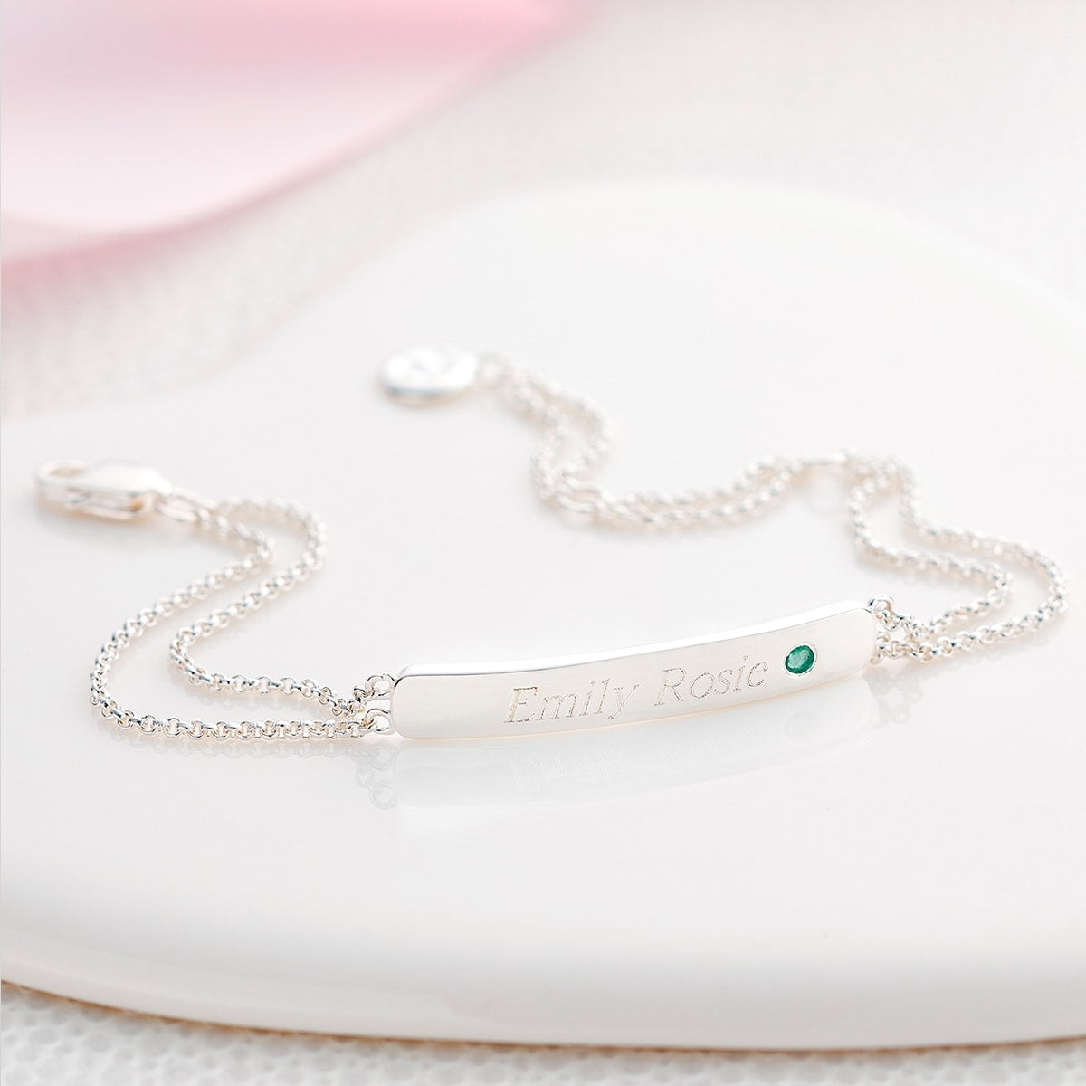 Personalized May Birthstone Emerald Bracelet