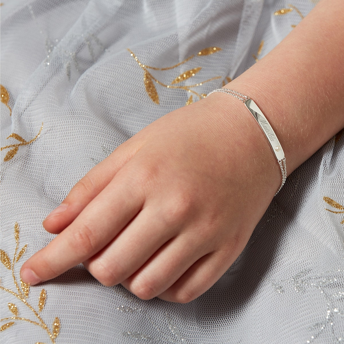 Personalized June Birthstone Pearl Bracelet