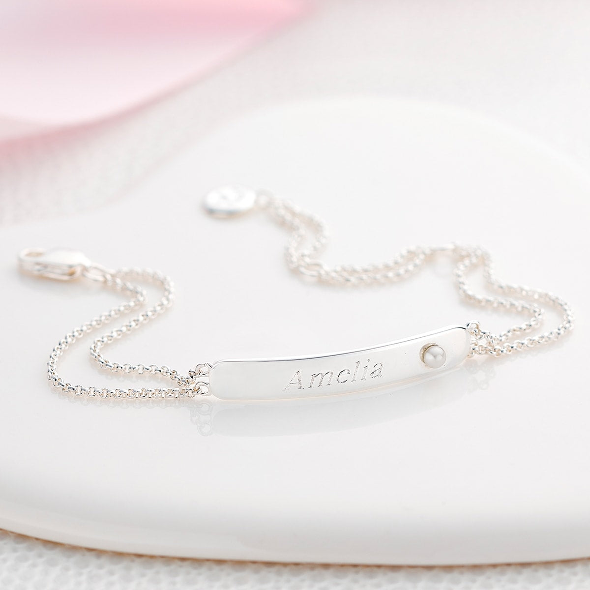 Personalized June Birthstone Pearl Bracelet