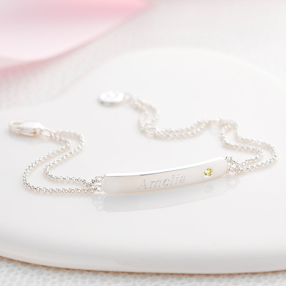 Personalized August Birthstone Peridot Bracelet