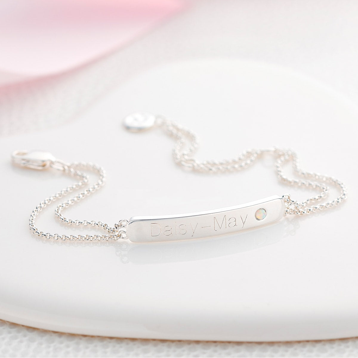 Personalized October Birthstone Opal Bracelet