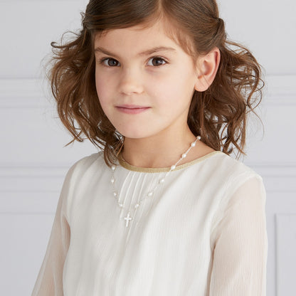 Rosary Pearl and Cross Necklace