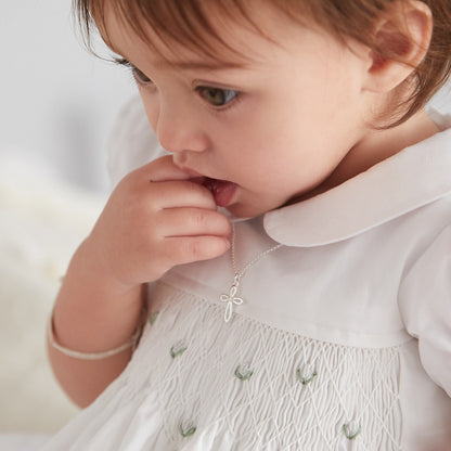 Cherish Cross Pearl Necklace - Sterling Silver