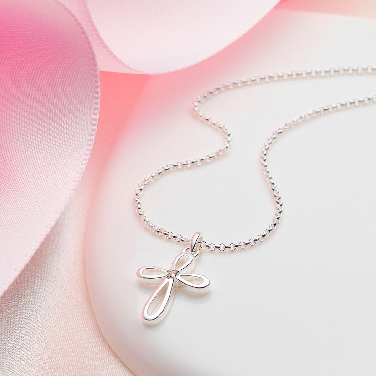 Cherish Cross Diamond Necklace - Sterling Silver
