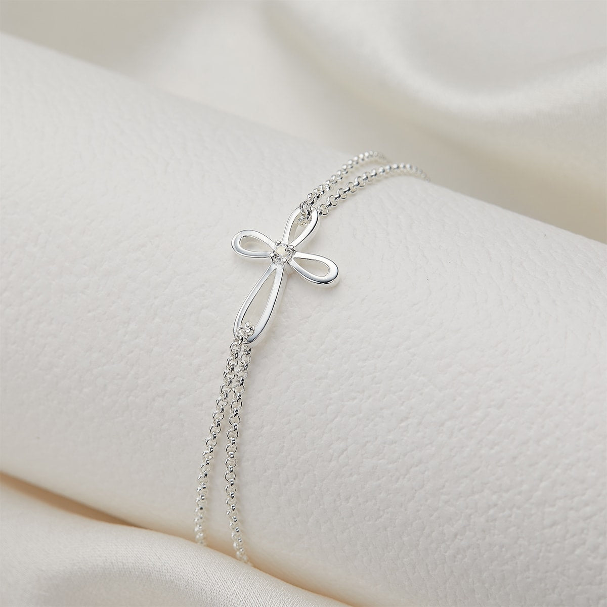 Cherish Cross Diamond Bracelet - Sterling Silver