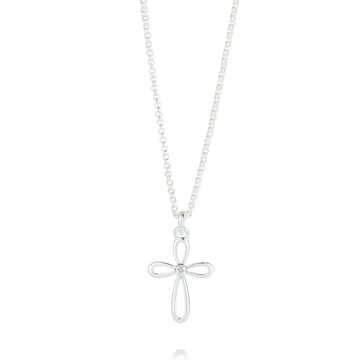 Cherish Cross Diamond Necklace - Sterling Silver