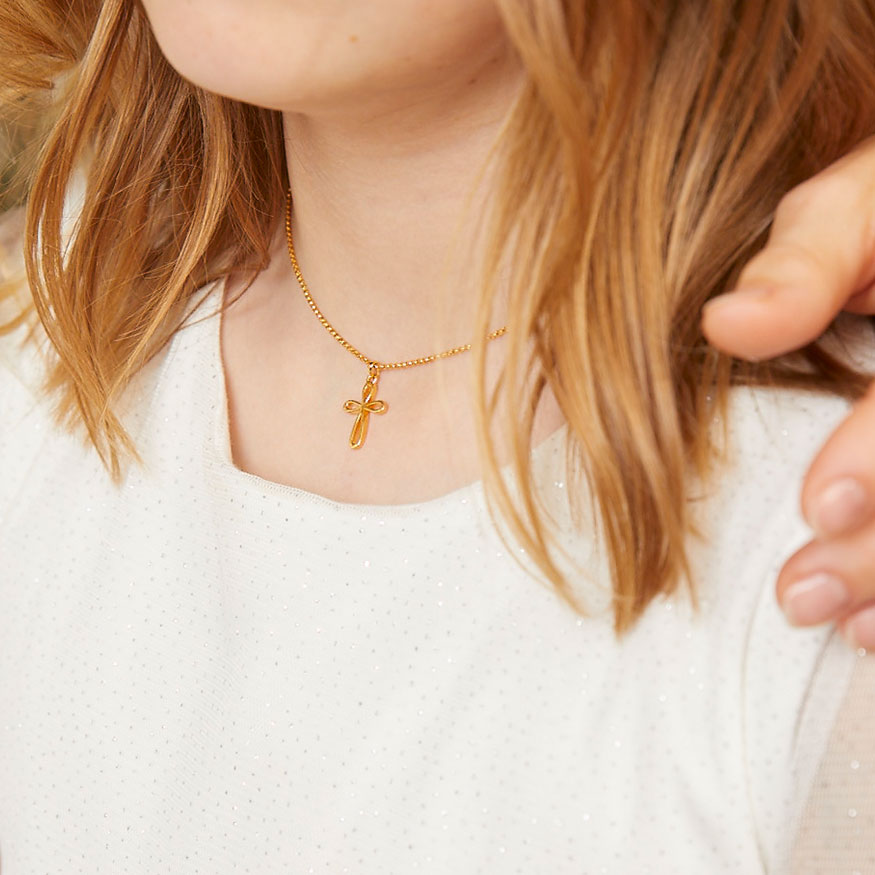 Cherish Signature Cross Necklace - Gold-Plated