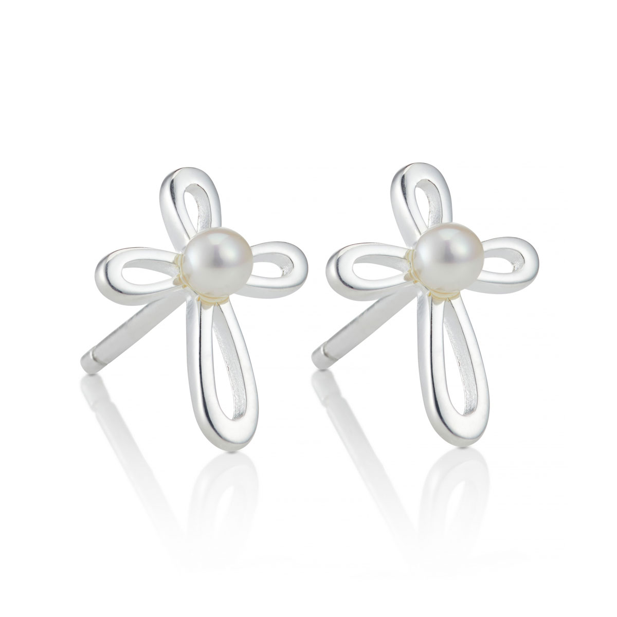 Cherish Cross Pearl Earrings