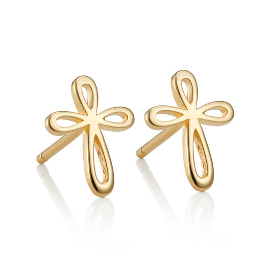 Cherish Cross Earrings - Gold-Plated