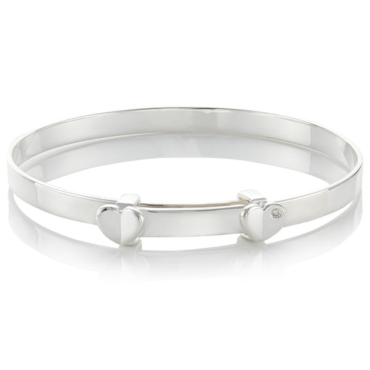 Adored Heart Diamond Baptism Baby Bangle