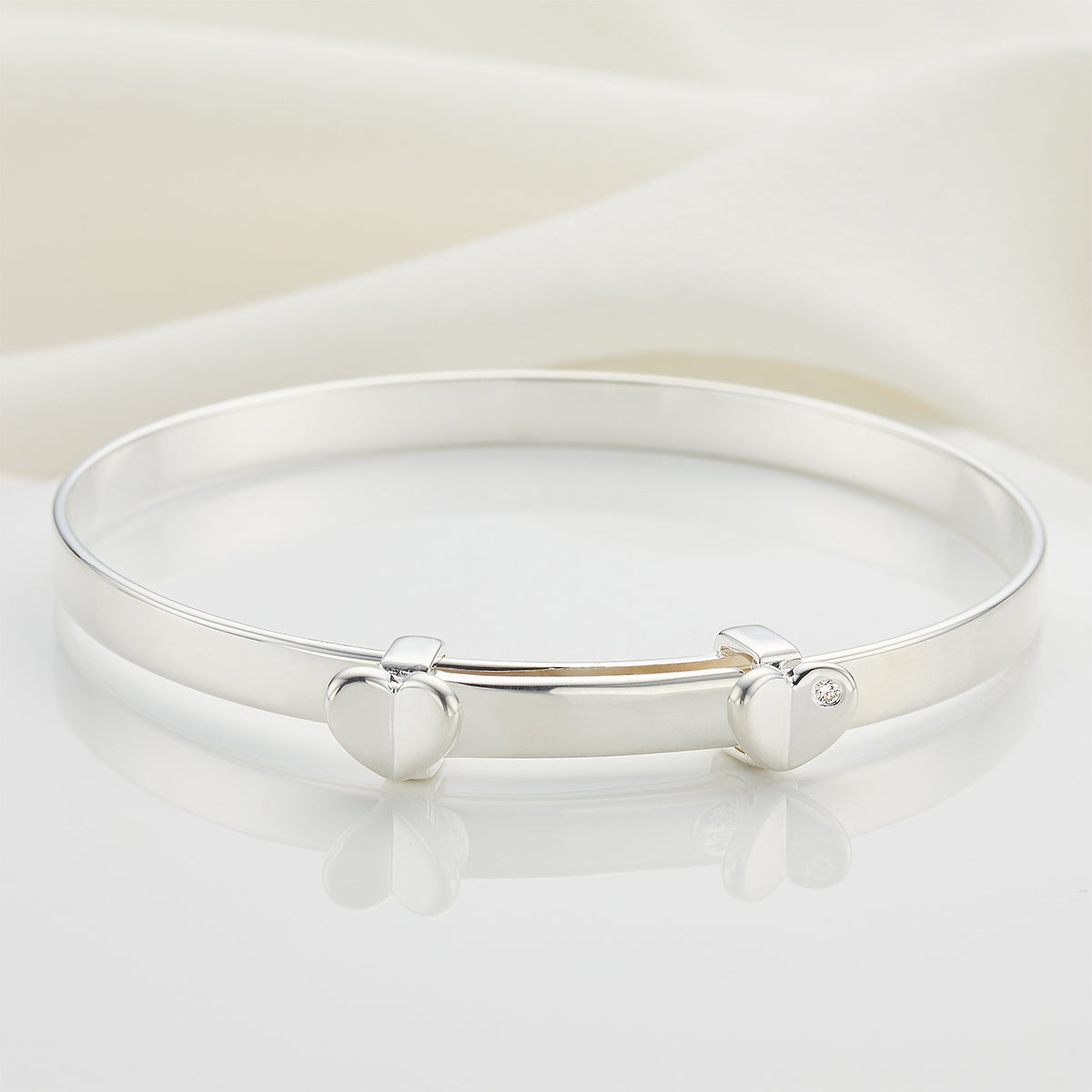 Adored Heart Diamond Baptism Baby Bangle
