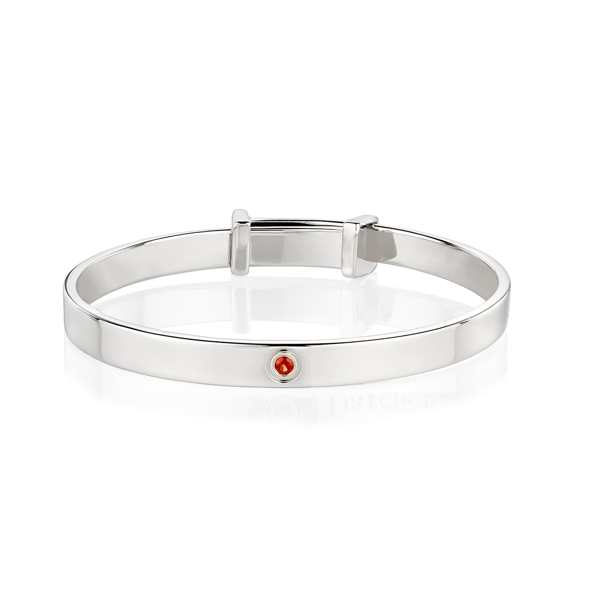 January Birthstone Garnet Baptism Baby Bangle - Sterling Silver