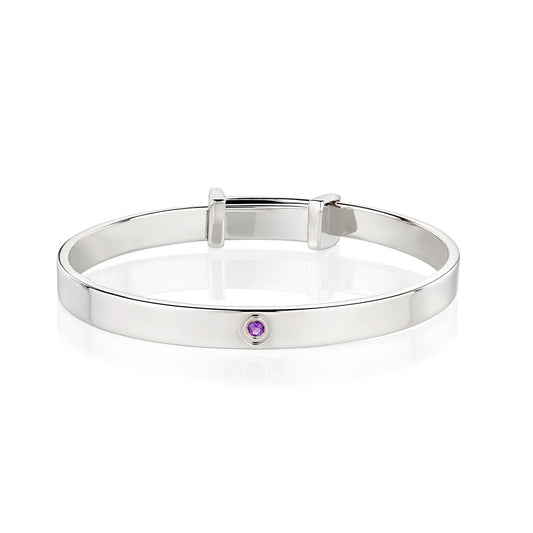 February Birthstone Amethyst Baptism Baby Bangle