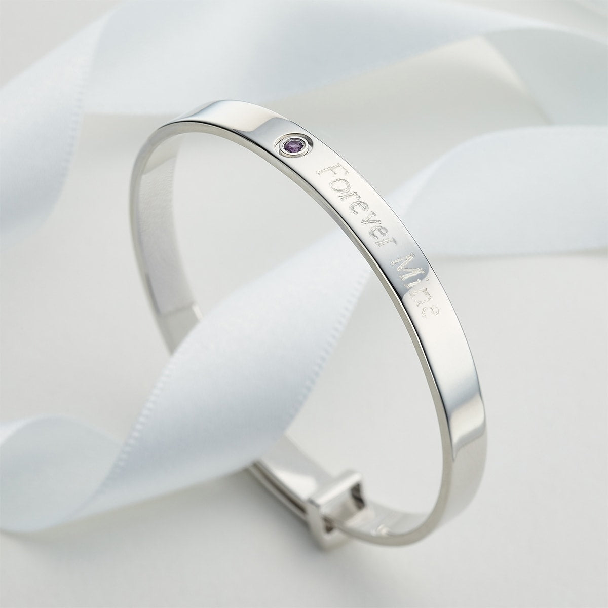 February Birthstone Amethyst Baptism Baby Bangle