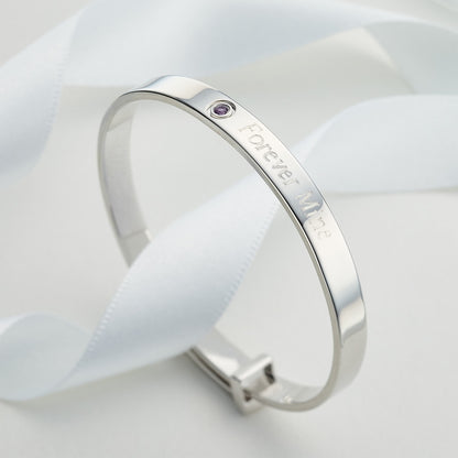 February Birthstone Amethyst Baptism Baby Bangle