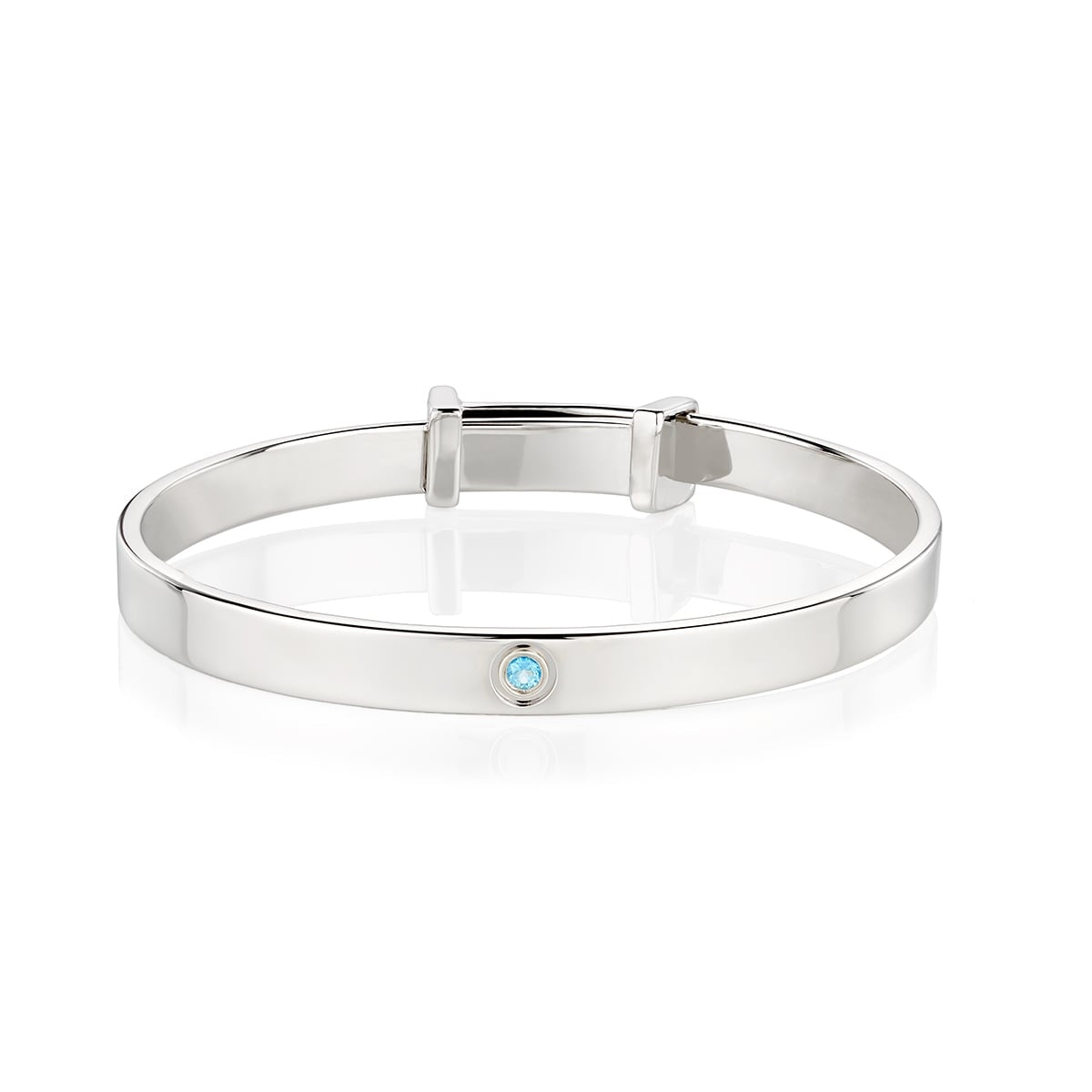 March Birthstone Aquamarine Baptism Baby Bangle