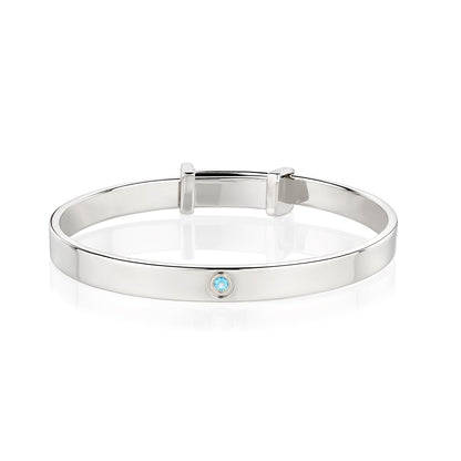 March Birthstone Aquamarine Baptism Baby Bangle