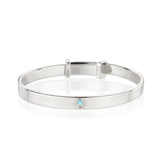 March Birthstone Aquamarine Baptism Baby Bangle