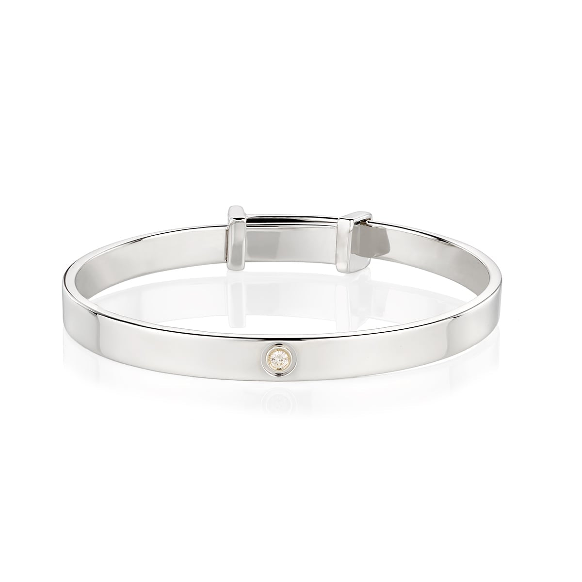April Birthstone Diamond Baptism Baby Bangle