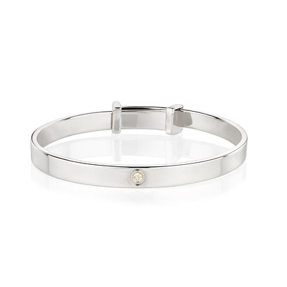 April Birthstone Diamond Baptism Baby Bangle