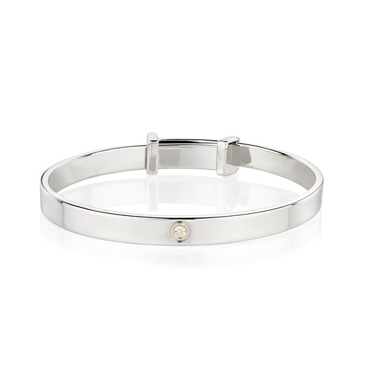 April Birthstone Diamond Baptism Baby Bangle