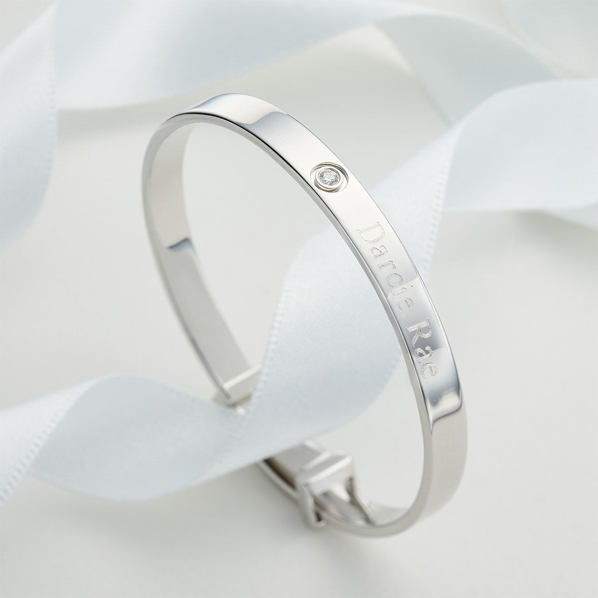 April Birthstone Diamond Baptism Baby Bangle