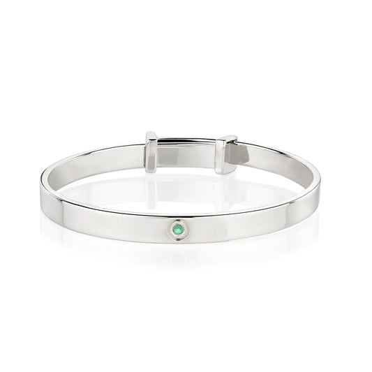 May Birthstone Emerald Baptism Baby Bangle