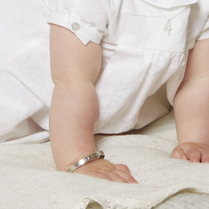 June Birthstone Pearl Baptism Baby Bangle