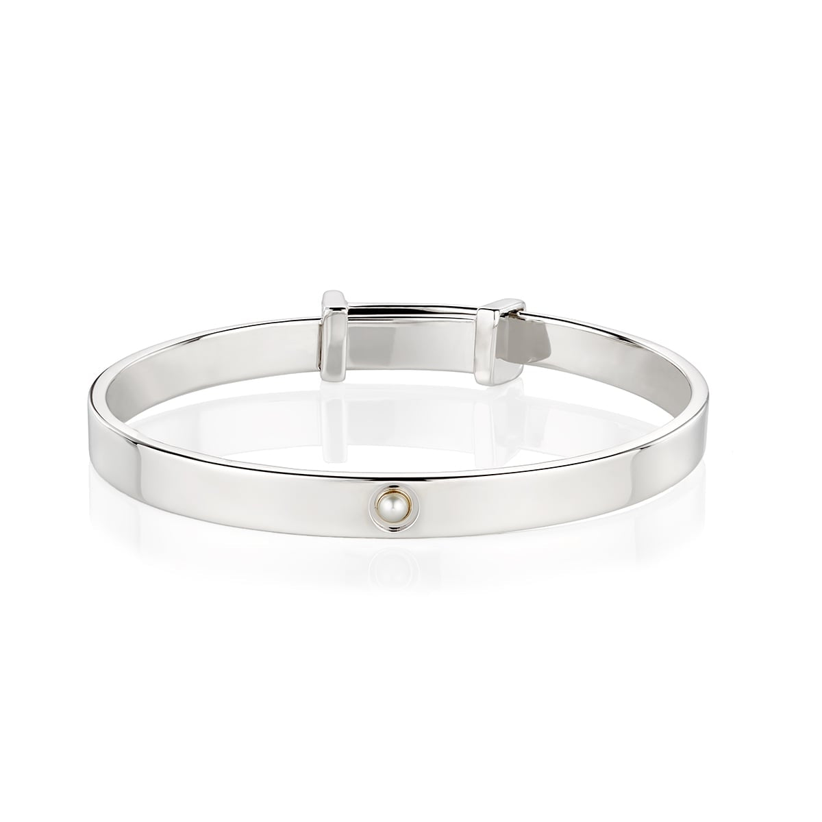 June Birthstone Pearl Baptism Baby Bangle