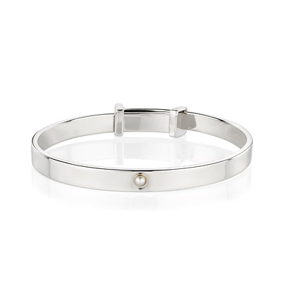 June Birthstone Pearl Baptism Baby Bangle