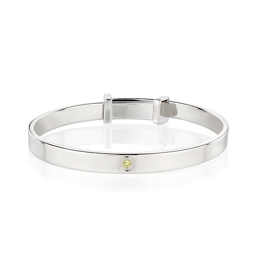 August Birthstone Peridot Baptism Baby Bangle