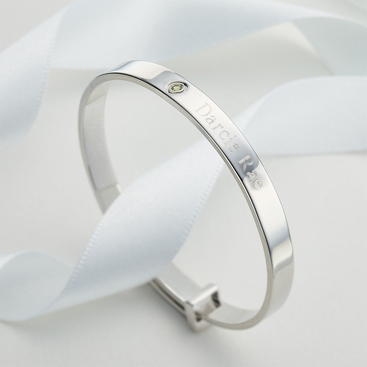August Birthstone Peridot Baptism Baby Bangle