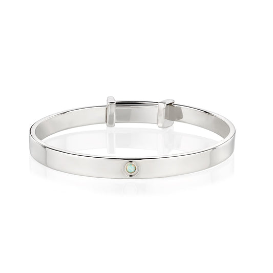 October Birthstone Opal Baptism Baby Bangle
