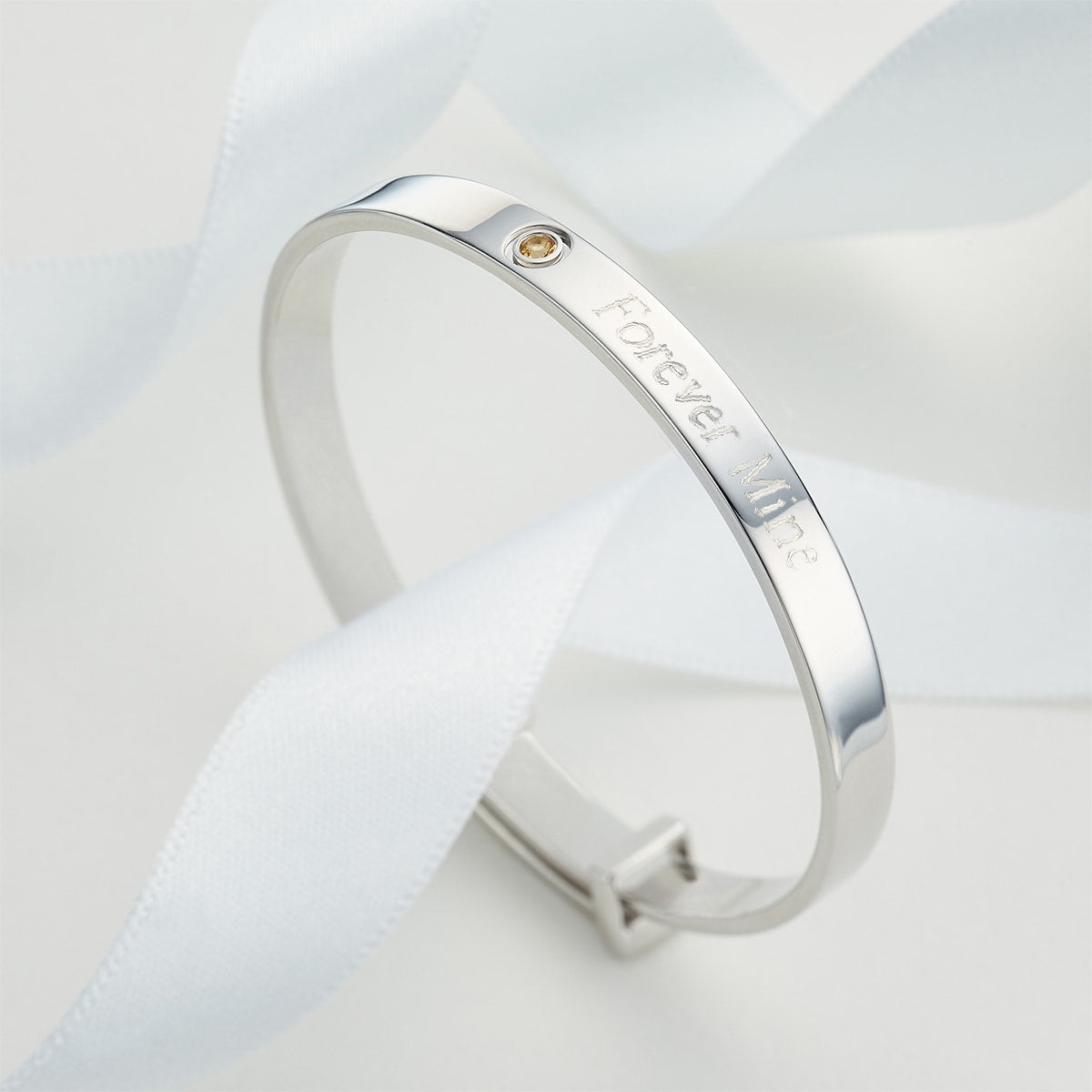 November Birthstone Citrine Baptism Baby Bangle