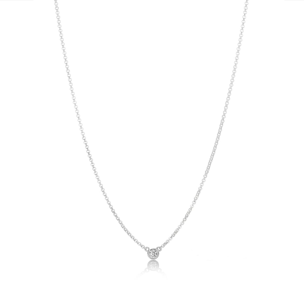 Heirloom Solitaire Diamond Necklace - Sterling Silver