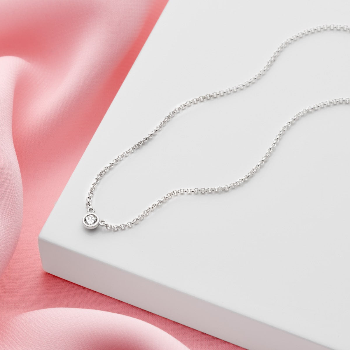 Heirloom Solitaire Diamond Necklace - Sterling Silver