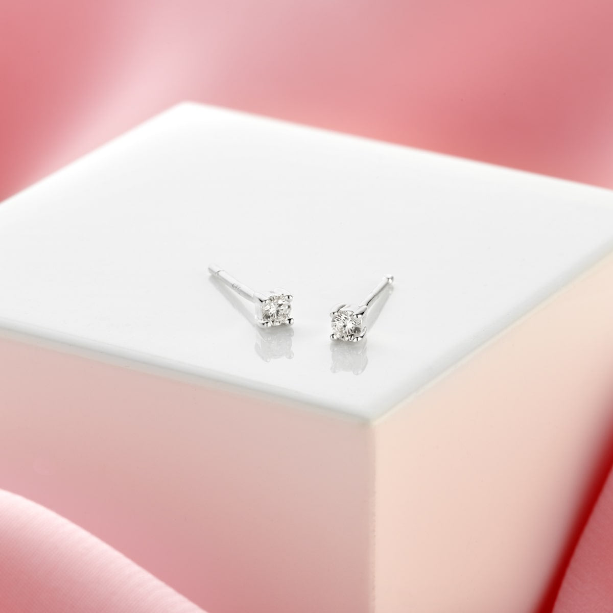 Heirloom Solitaire Diamond Earrings - Sterling Silver