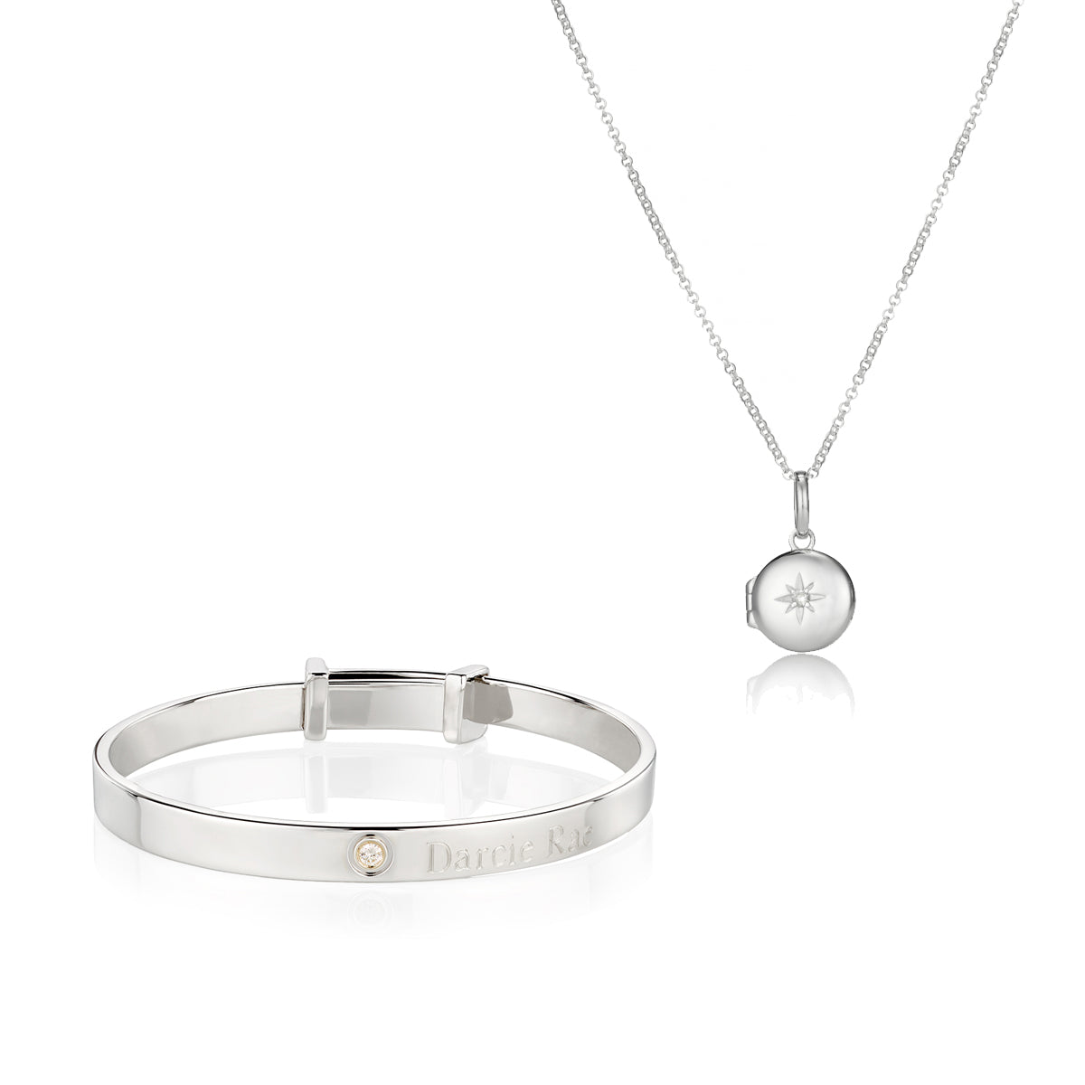 Personalized Forever Diamond Gift Set - Sterling Silver