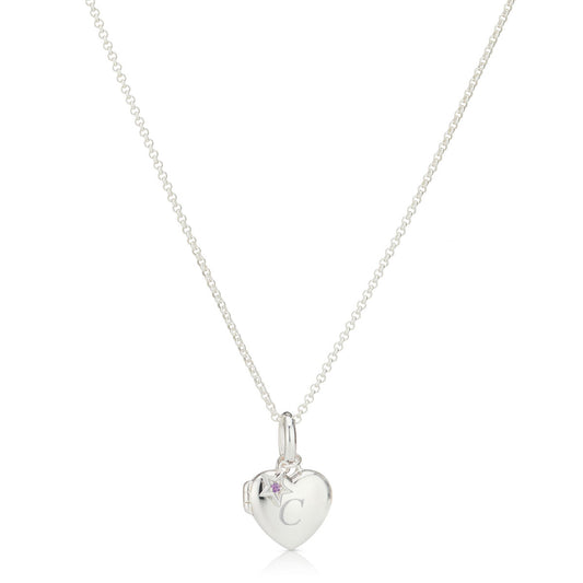 Personalized February Birthstone Amethyst Locket Necklace