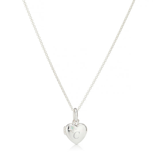 Personalized March Birthstone Aquamarine Locket Necklace