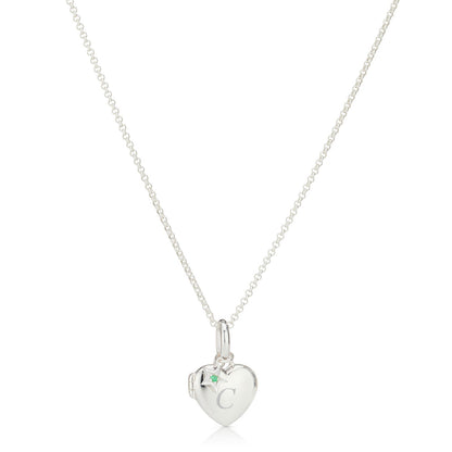 Personalized May Birthstone Emerald Locket Necklace