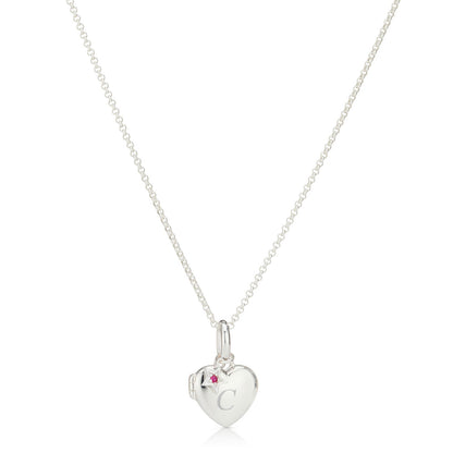 Personalized July Birthstone Ruby Locket Necklace
